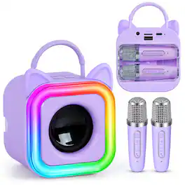 Pacoar Cade - Mini Karaoke Machine Wireless Microphones Toys Gift Ages 12+year Old Christmas Birthday Party Singing - Purple