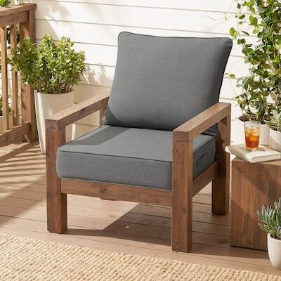 Angle. Crestlive Products - Crestlive Products 1/2pc Outdoor Deep Seat Cushion Set 24 x 24 x 4.5in Seat Water and Fade Resistant - Gray.