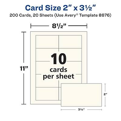 Card Size: 2" x 3½"

200 Cards, 20 Sheets (Use Avery Template 8876)

8½" x 11"

10 cards per sheet

2" x 3½"