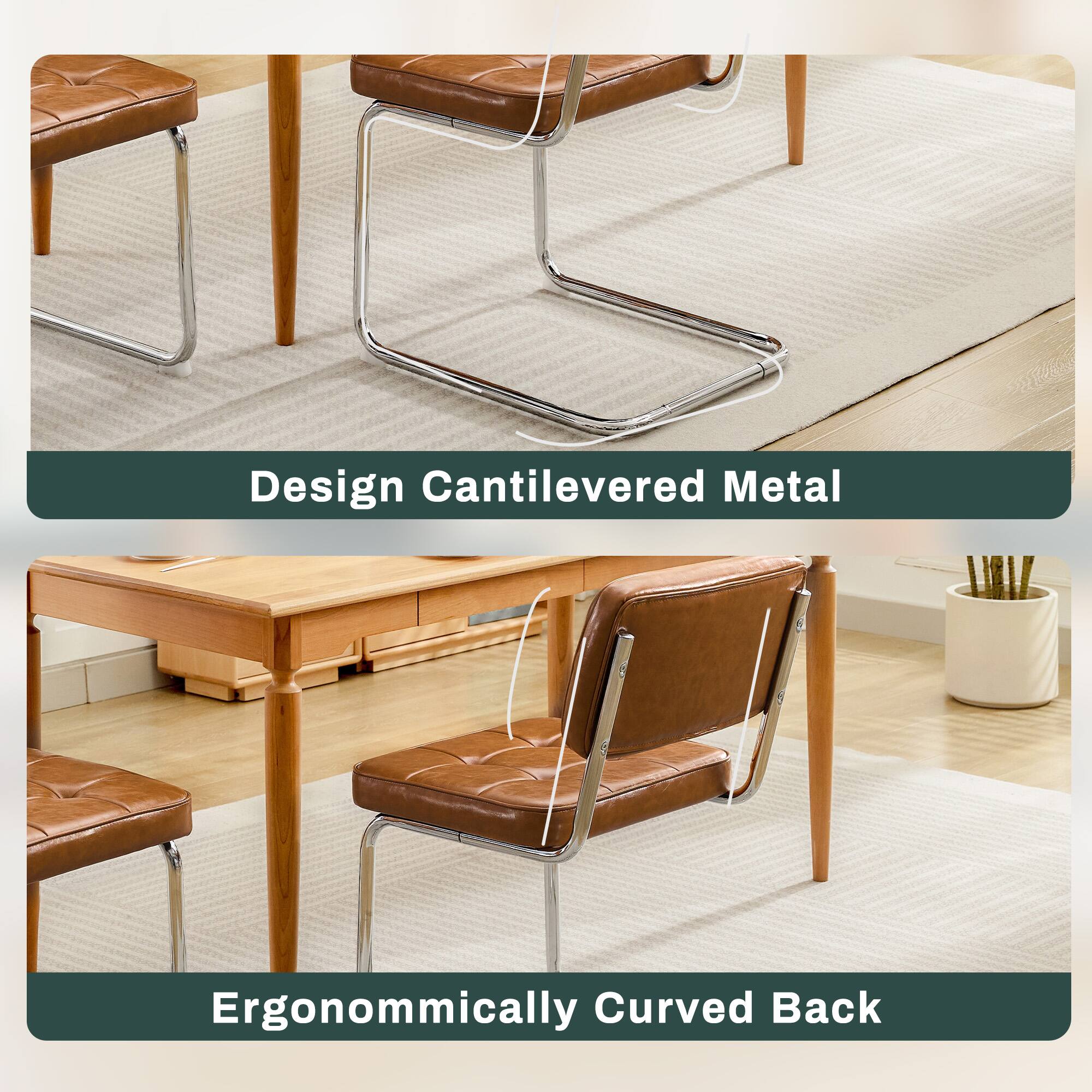 Design Cantilevered Metal Ergonomically Curved Back