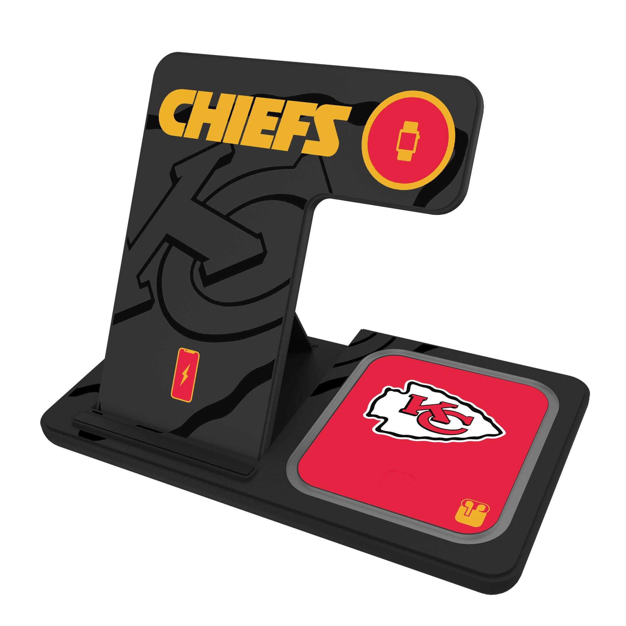 Front. Keyscaper - Kansas City Chiefs 3-In-1 Wireless Charger - Multicolor.