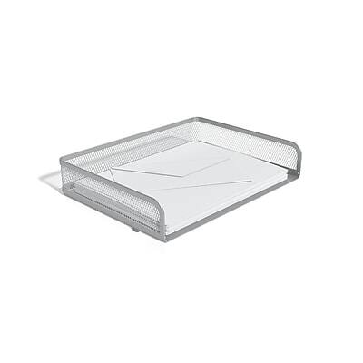 Alt View 1. TRU RED - Side Load Stackable Metal Letter Tray - Silver.