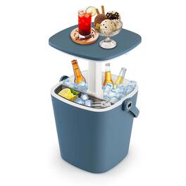 Costway - 4 Gallon Portable Cooler Bar Table with Handle Bottle Opener & Lift Top Lid - Blue