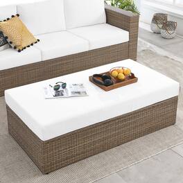Convene Outdoor Patio Rectangle Ottoman by Modway - Cappuccino White