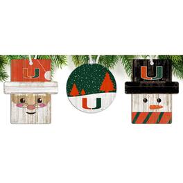 Fan Creations - Miami Hurricanes 3-Pack Ornament Set - Multicolor