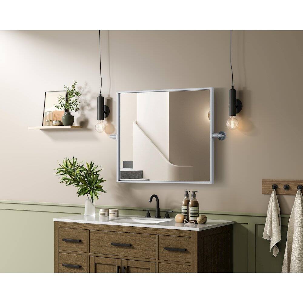 Alt View 9. Elegant Kitchen and Bath - Amoura 20X24 Pivot Mirror In Silver - Silver.