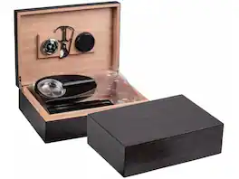 Prestige - Davenport Humidor Gift Set - Rich Ebony Wood Finish