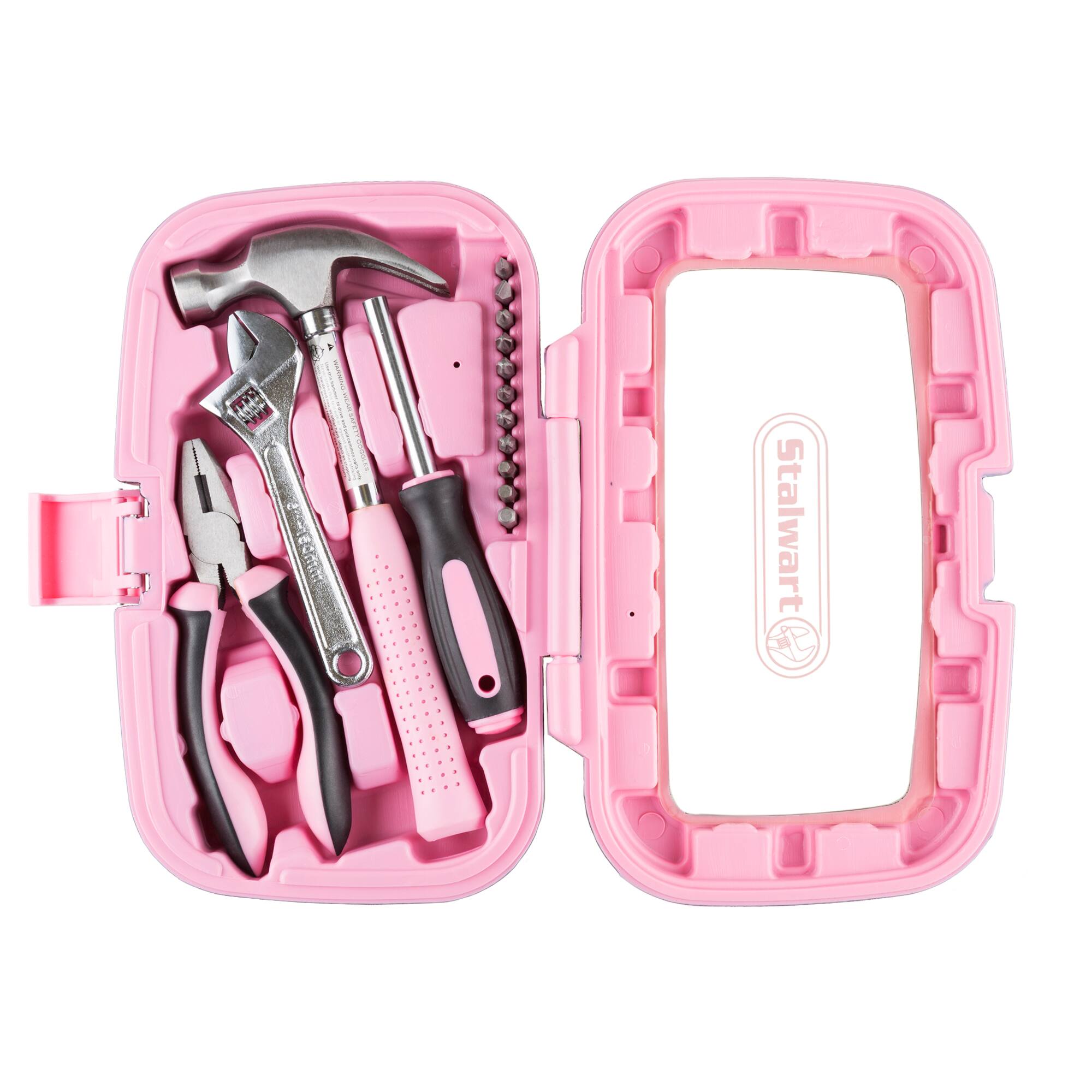 Alt View 2. Stalwart - 15-Piece Household Hand Tool Set with Carry Case Tool Kit with Screwdrivers, Pliers, and Wrenches Great for Home or Car - Pink.