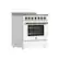 Left. Forno Appliances - Leonardo 5 Cu. Ft. Slide-In Electric Range with Antique Brass Accents - White.
