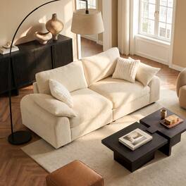 ModernMate - Chenille Cloud Modular Sectional, Down-Blend Cushions, Tool-Free Assembly, Machine-Washable Covers - Beige