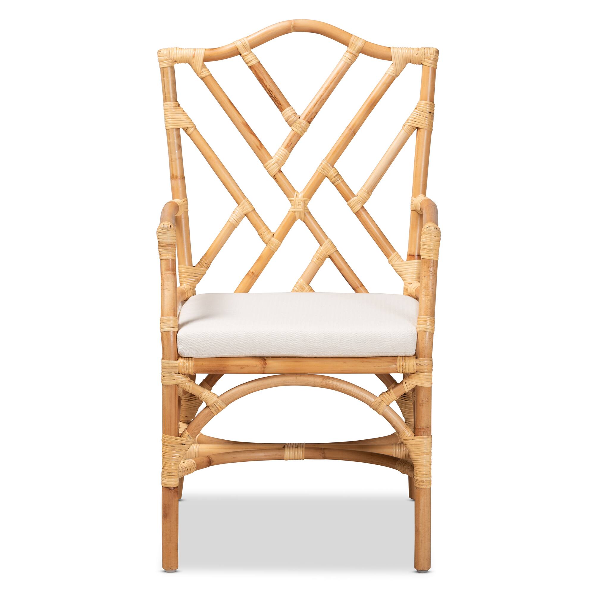 Angle. bali & pari - Delta Modern and Contemporary Natural Finished Rattan Dining Chair - Natural/White.