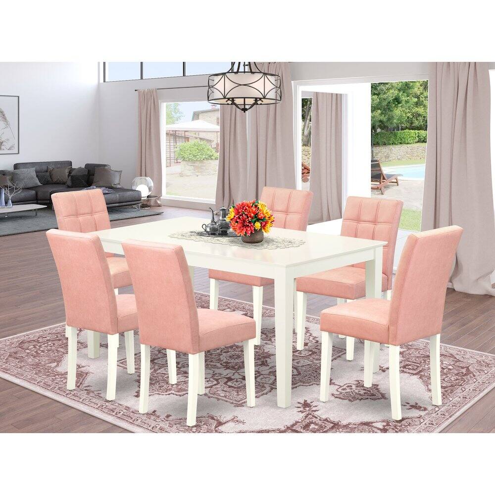 Alt View 8. East West Furniture - 7 Piece Modern Dining Table Set - White.
