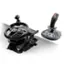 The image features two different types of steering wheels, one made by ThrustMaster and the other by Logitech. The ThrustMaster wheel is on the left side of the image, while the Logitech wheel is on the right side. Both wheels are designed for use with racing games and provide an immersive gaming experience.