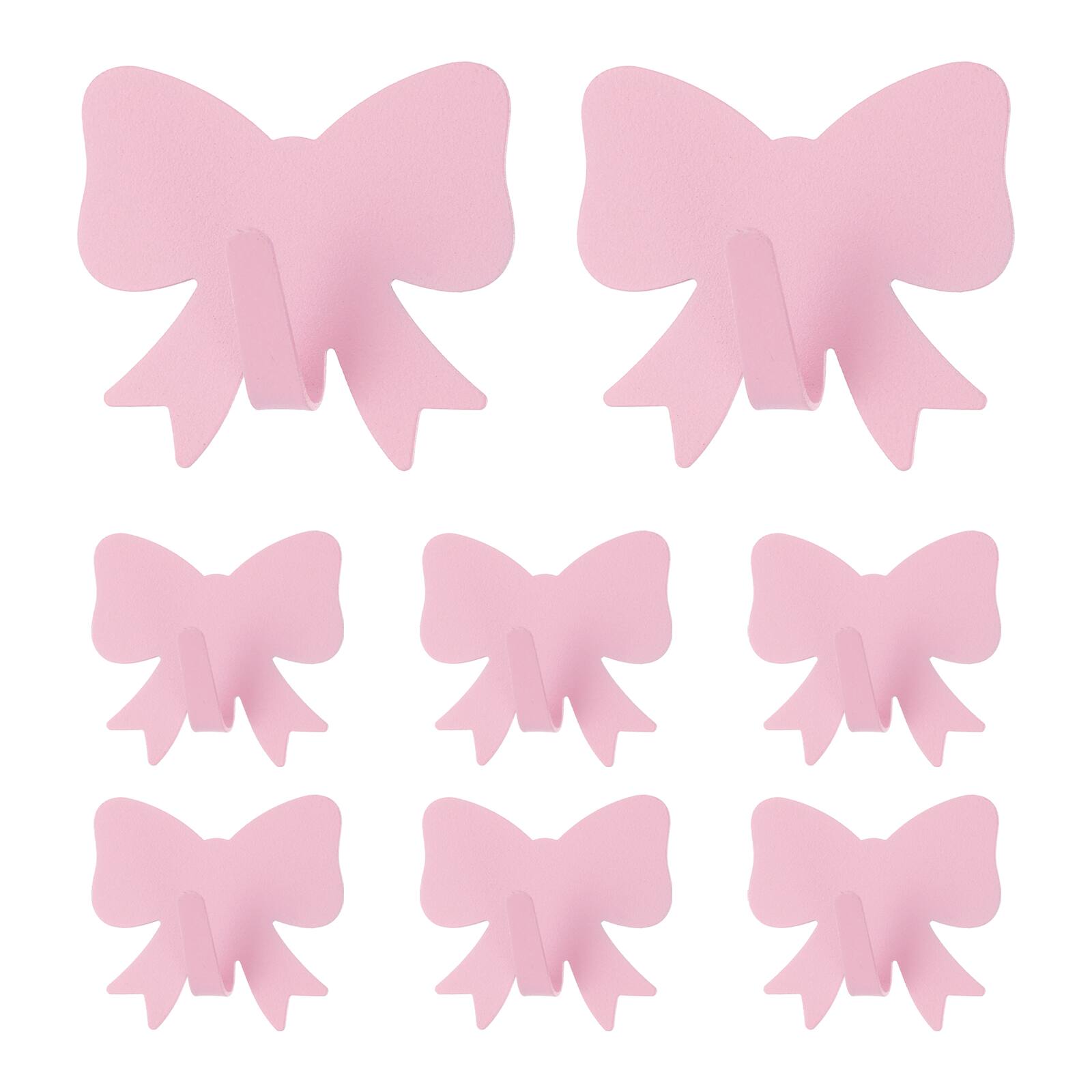 Front. Unique Bargains - 8pcs Bow Knot Decorative Metal Self-Adhesive Wall Hooks Heavy Duty for Bathroom Kitchen Home Office Hanging Keys Coats - Pink.