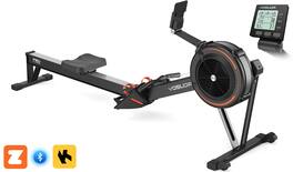 FED Fitness - R2 Rowing Machine for Home, Professional Adjustable Air Resistance Rower Machines with Self-Powered Monitor - Black+Orange