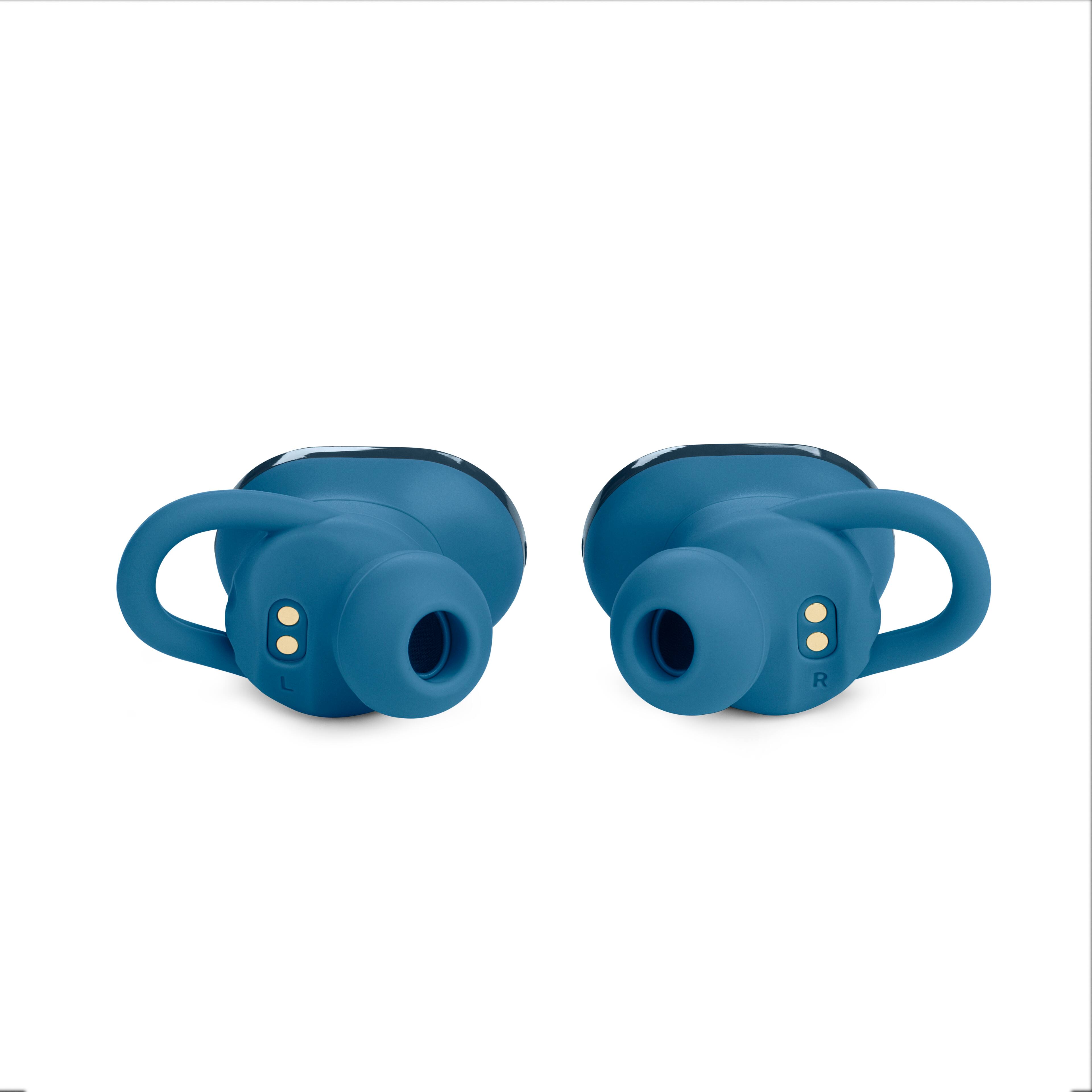 Left. JBL - Endurance Race Waterproof True Wireless Sport Earbud Headphones - Blue.