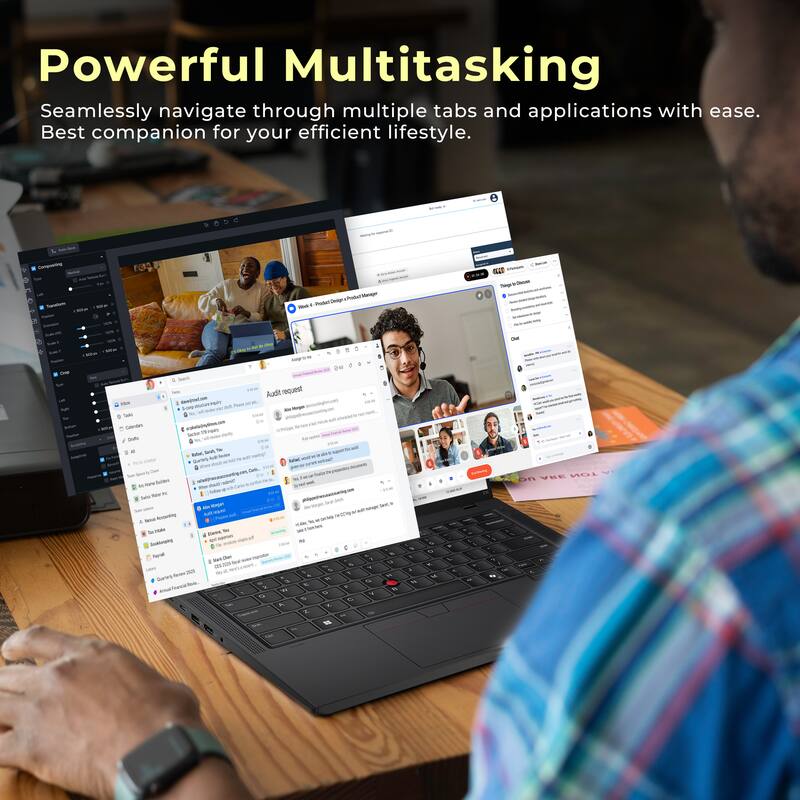 Powerful Multitasking  
Seamlessly navigate through multiple tabs and applications with ease.  
Best companion for your efficient lifestyle.