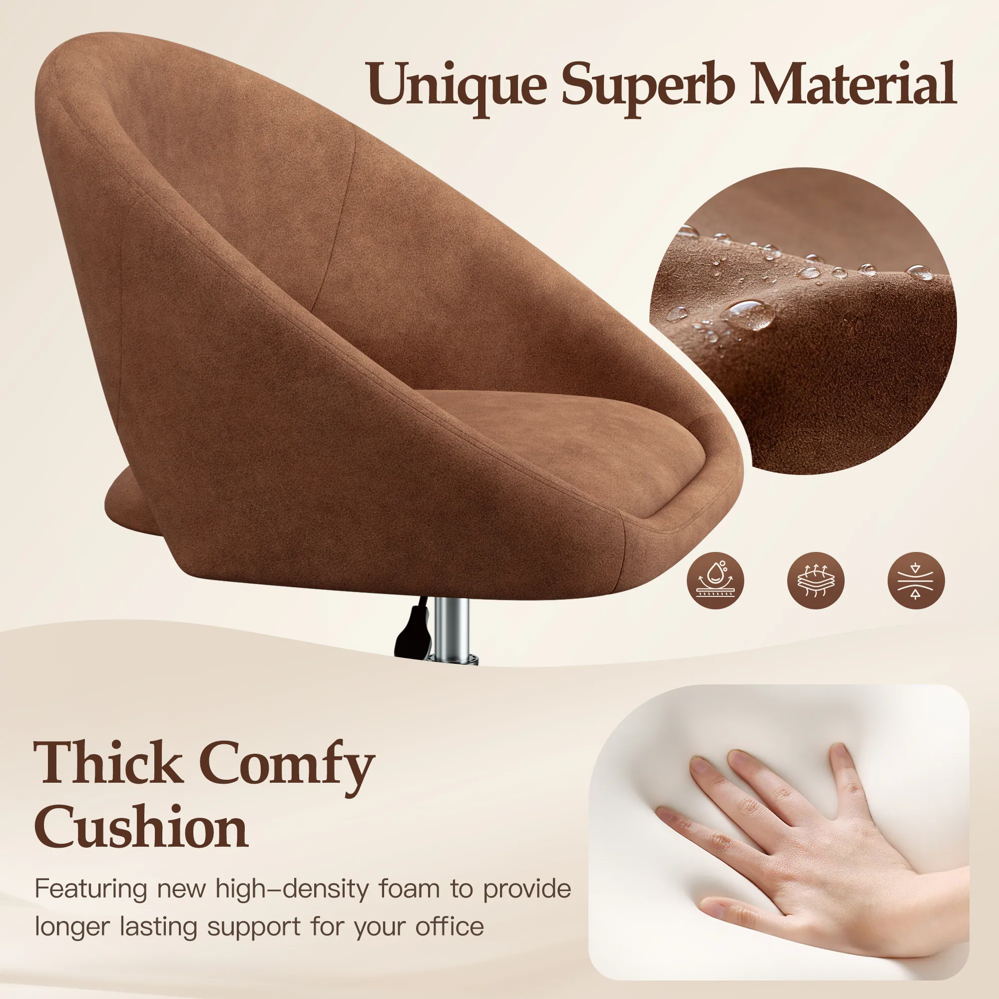 Unique Superb Material

Thick Comfy Cushion

Featuring new high-density foam to provide longer lasting support for your office