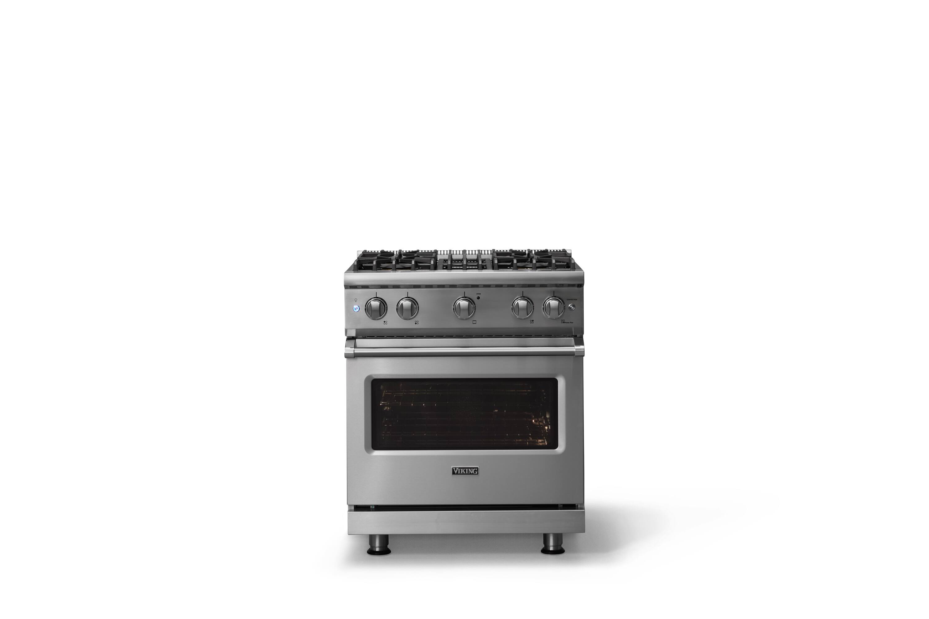 Alt View 1. Viking - 30"W. 4.0 Cu. Ft. Freestanding Manual Clean Sealed 4 Burner LP Gas Convection Range - Stainless Steel - Stainless Steel.