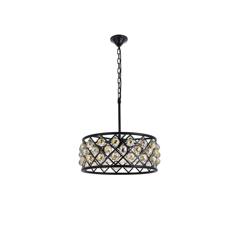 Left. Urban Classic - Madison 5 light Matte Black Chandelier Golden Teak (Smoky) Royal Cut Crystal - Matte Black.