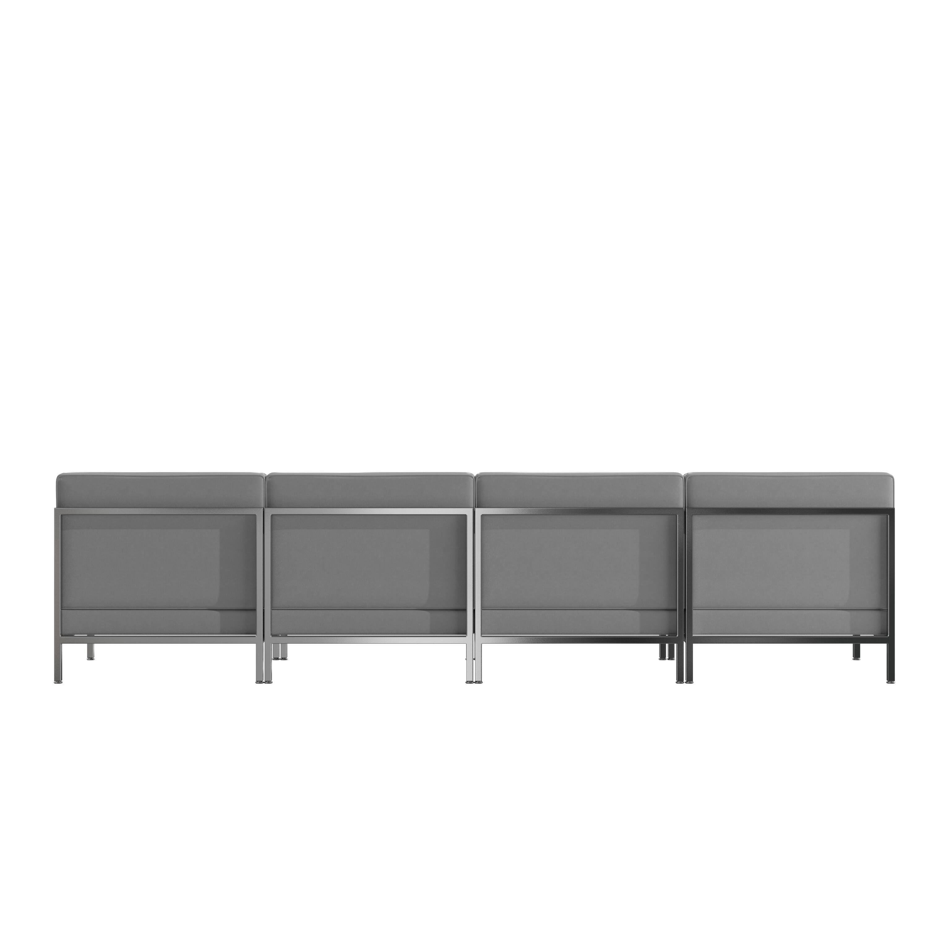 Alt View 5. Emma + Oliver - Leather Lounge Set with Ganging Clips, 4 Pieces - Gray.