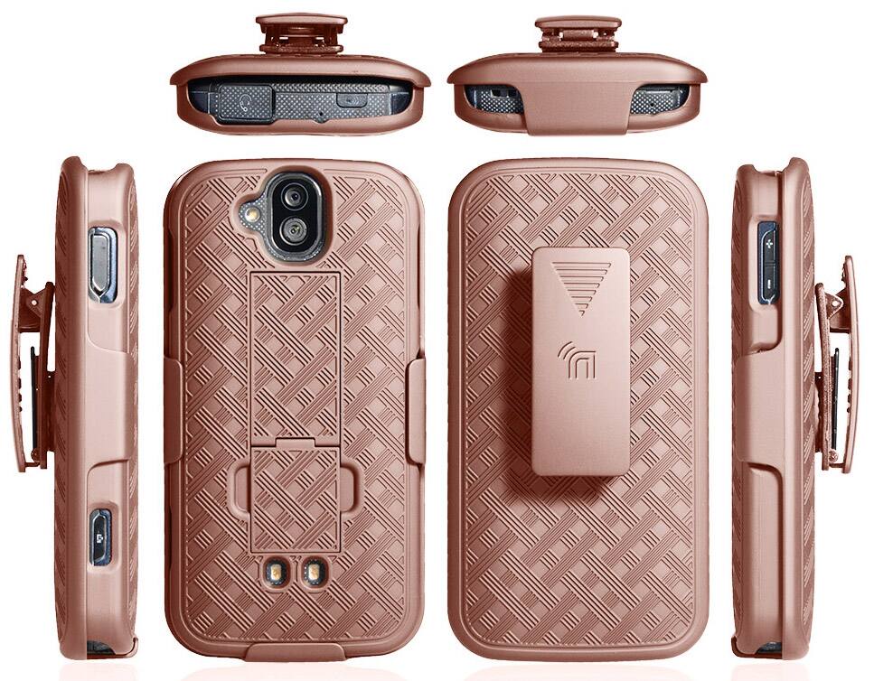 Alt View 6. Nakedcellphone - Case with Stand and Belt Clip Holster for Kyocera DuraForce Pro - Rose Gold.