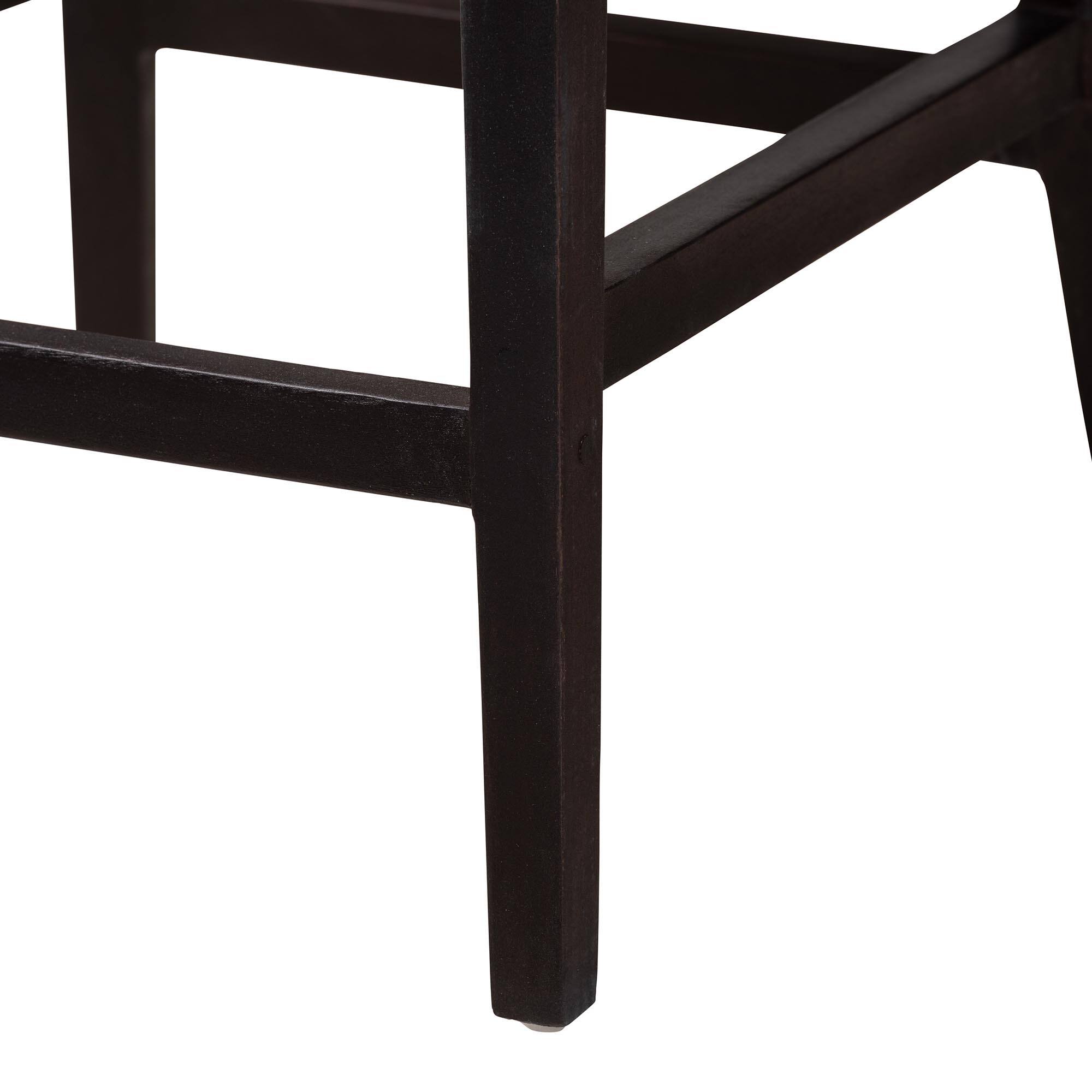 Alt View 2. bali & pari - Lingga Modern Bohemian Mahogany Wood and Natural Rattan Counter Stool - Dark Brown/Natural Brown.