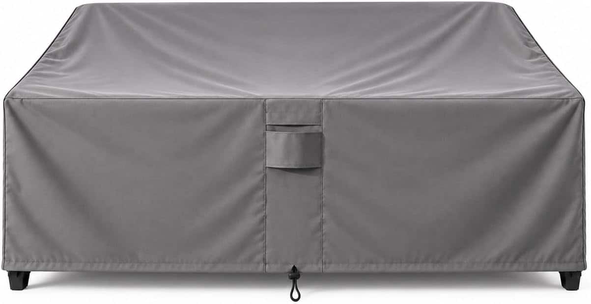 KHOMO GEAR - Patio Loveseat Cover - Heavy Duty, Water Resistant Outdoor Sofa & Couch Furniture Cover - 58" W x 31" D x 32.5" H - Gray