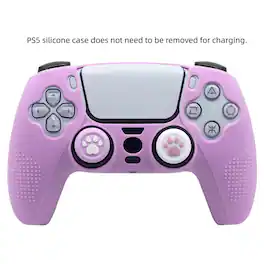 SKRAN - Silicone Case for PS5 Controller-Anti-Fall Anti-Scratch Protective Cover with Thumb Grips,No Need to Remove for Charging - Purple