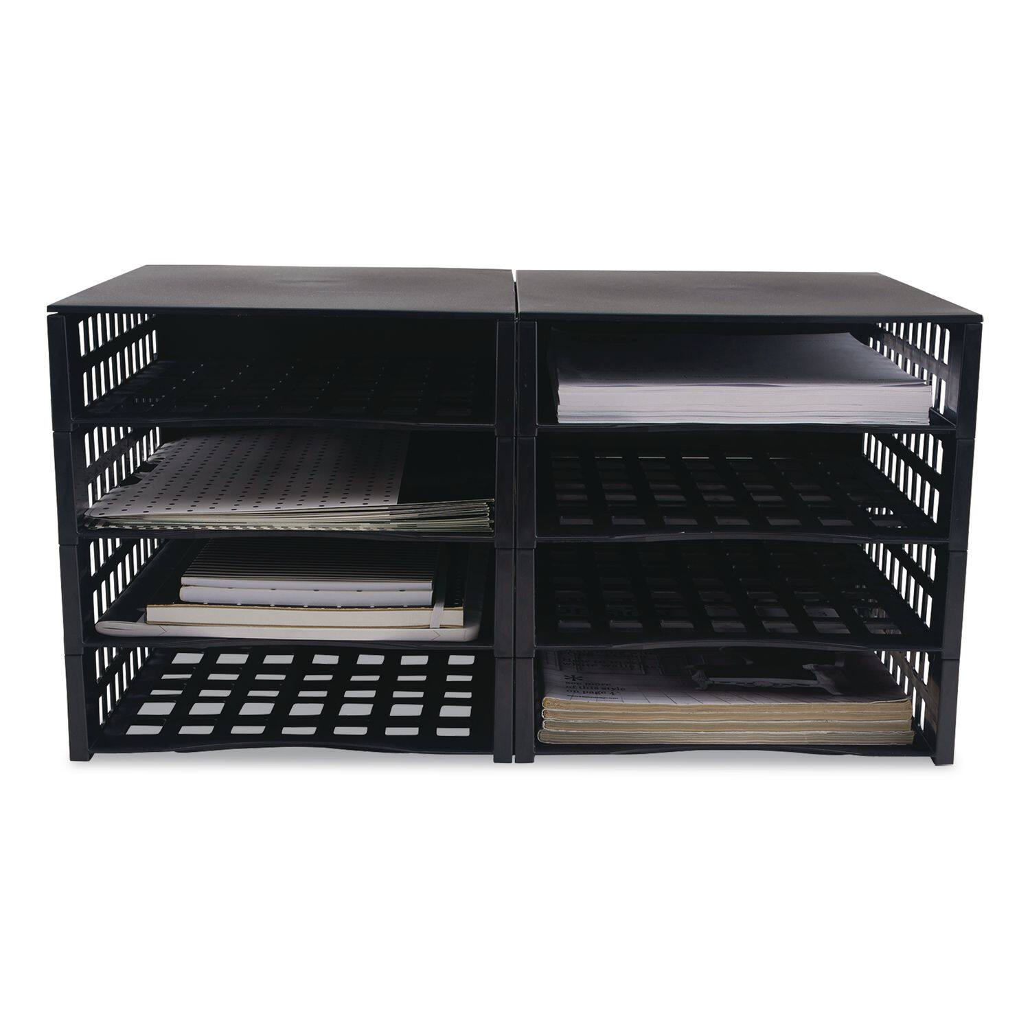 Left. Advantus - Advantus Literature Organizer, 8 Sections, 21 x 12.25, Black.