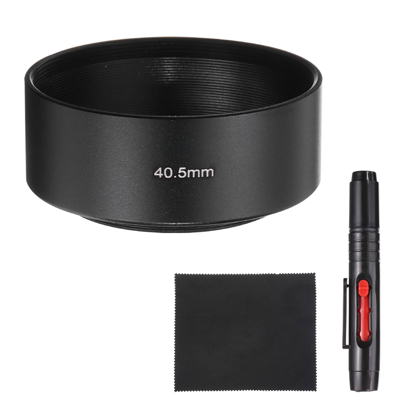 Unique Bargains - Lens Hood Shade, 40.5mm Mid-focus Metal Camera Cap Shade with Cleaning Cloth & Pen - Black