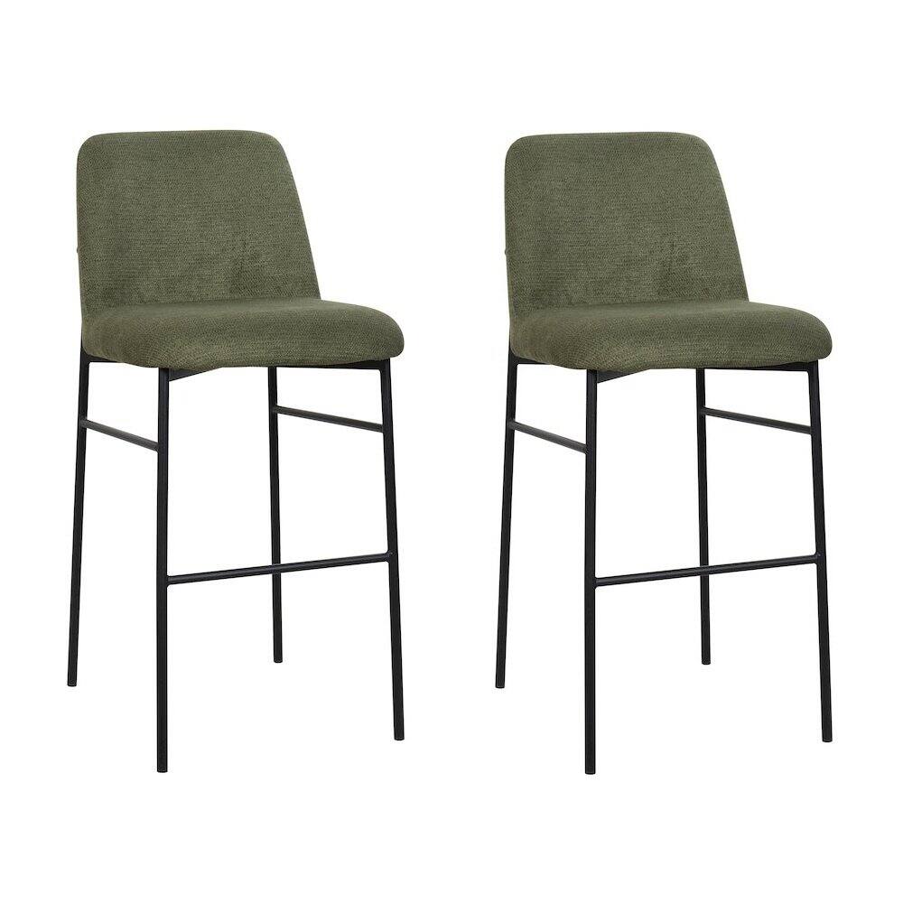 Front. New Classic Furniture - Erik Metal & Fabric Bar Chair (Set of 2) - Green.