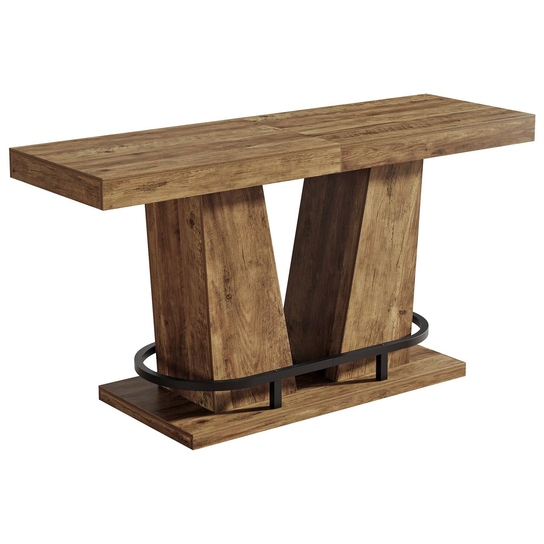 Tribesigns Bar Table with Wood Grain Finish and Rectangular Top for ...