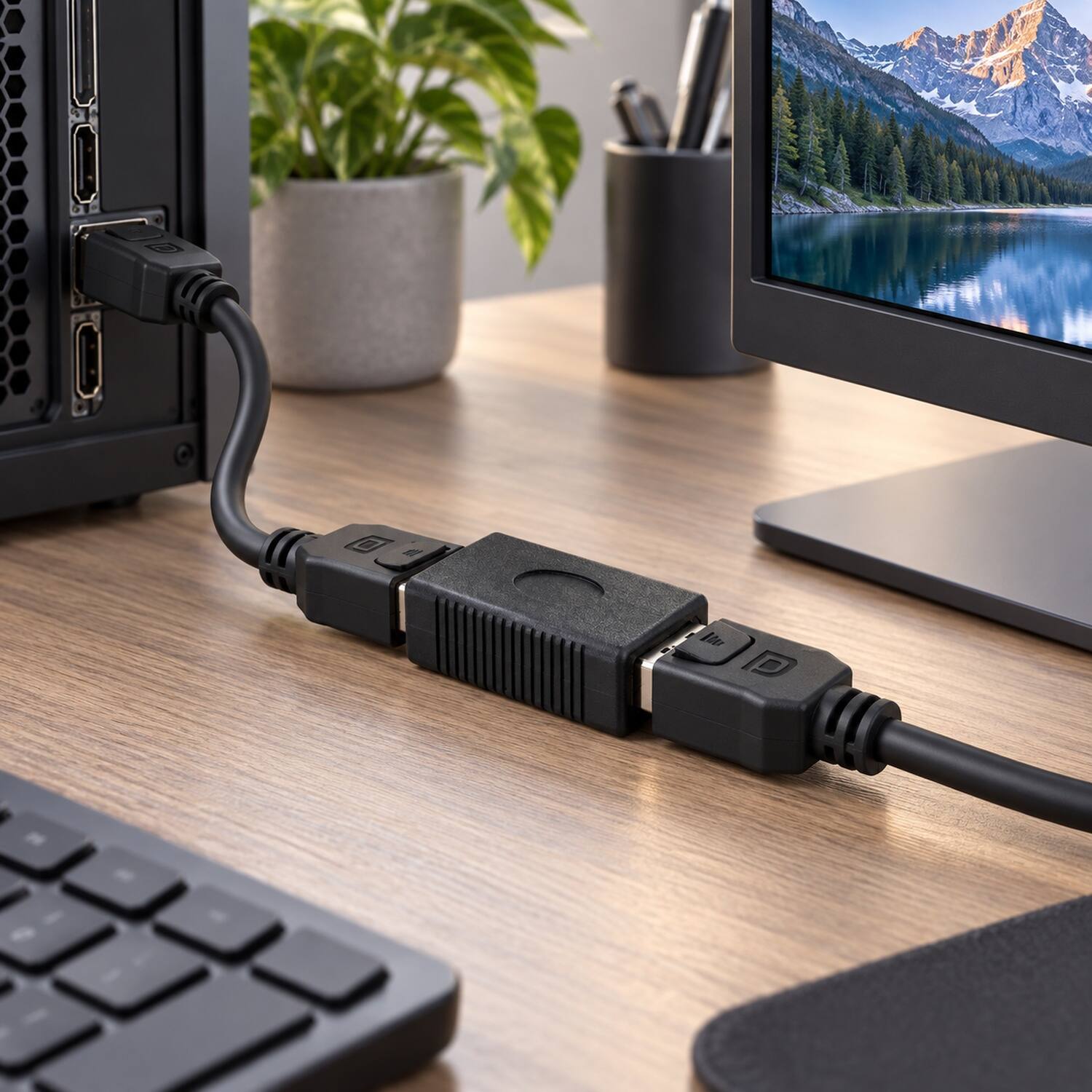 Back. Sanoxy - DisplayPort Female to Female Coupler - Black.