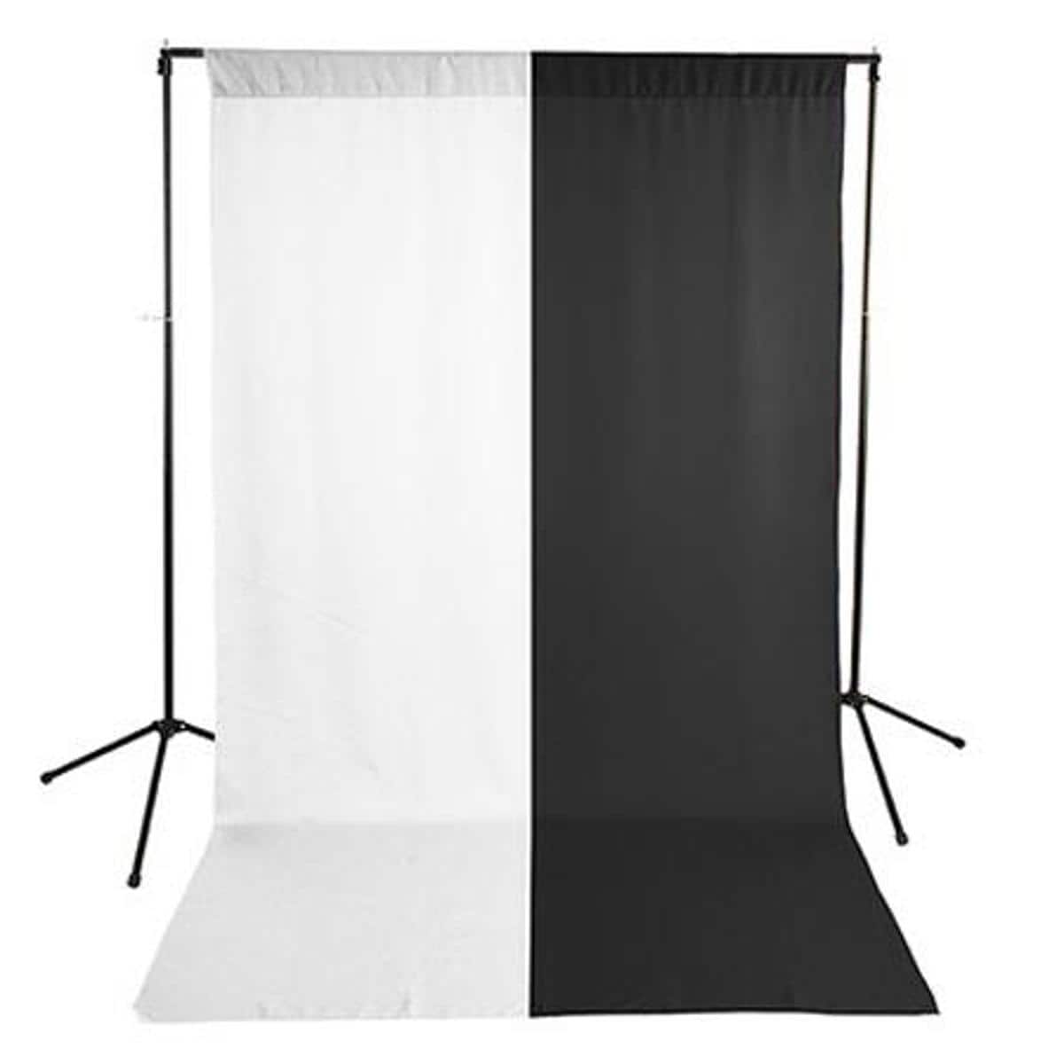 Savage - Economy Background Support Stand with 5x9' White/Black Backdrop, 20lbs Load Capacity