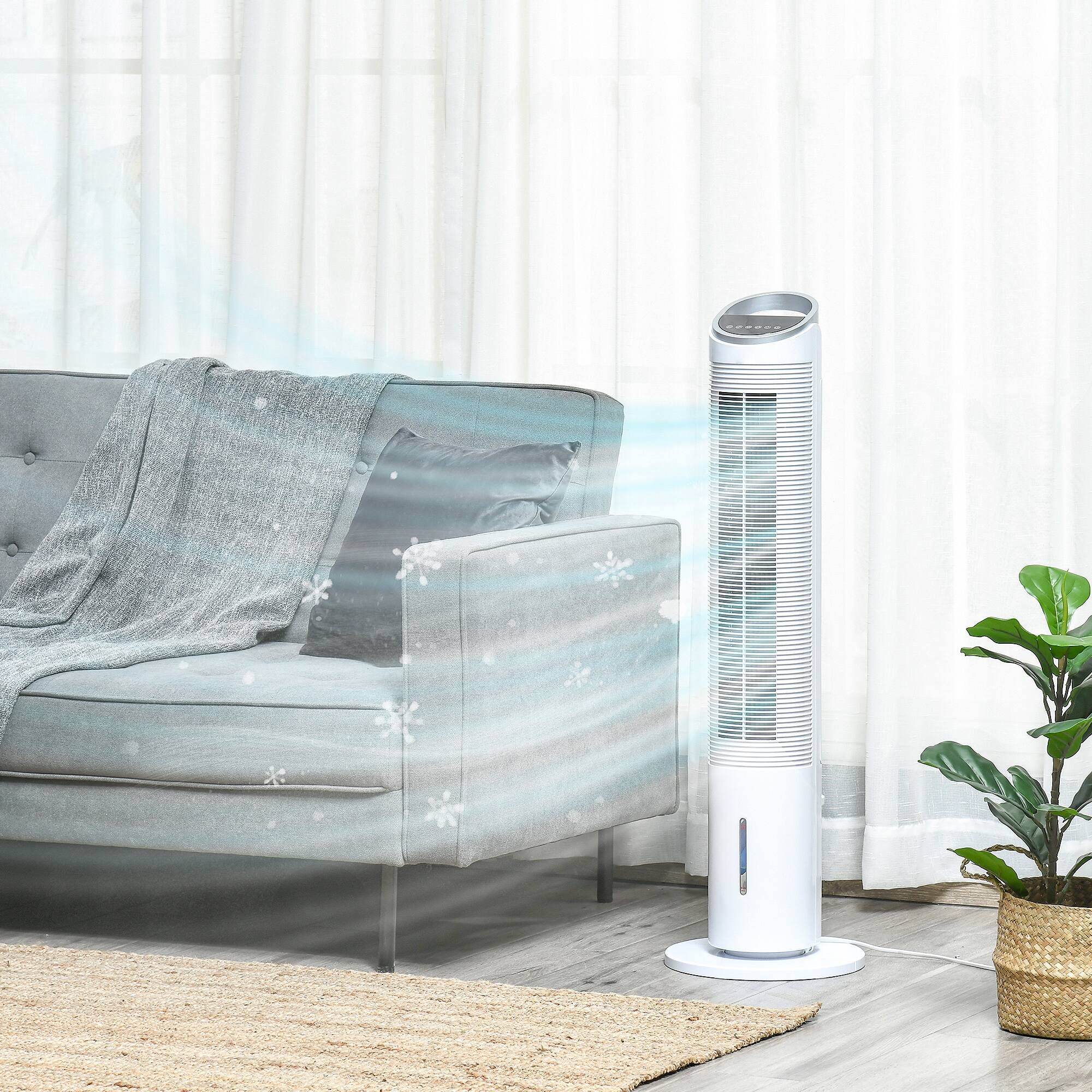Alt View 8. Ecooso - 40" Portable 3-in-1 Evaporative Cooler with Humidifier, Timer, Remote, Oscillation - White.