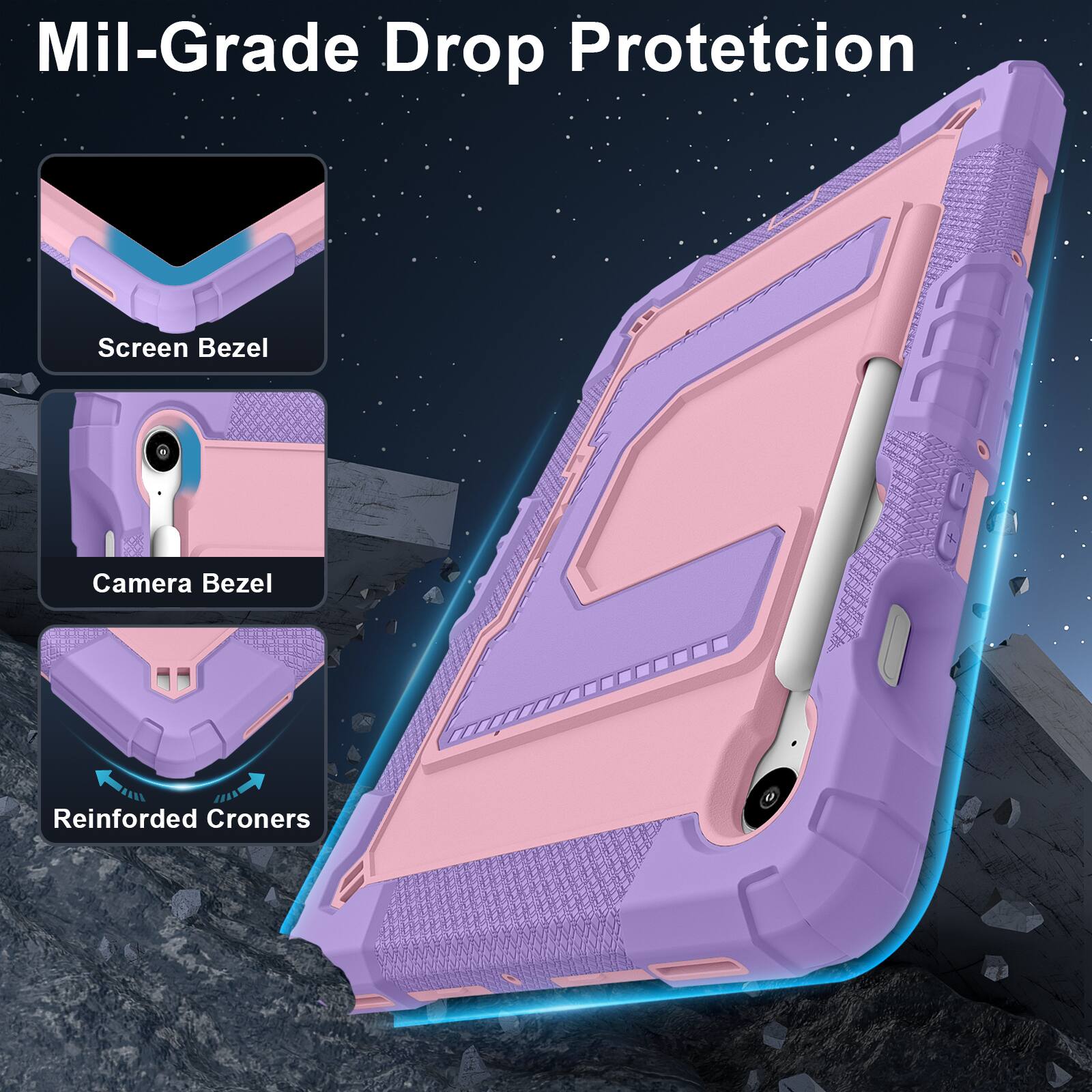 Mil-Grade Drop Protection  
Screen Bezel  
Camera Bezel  
Reinforced Corners