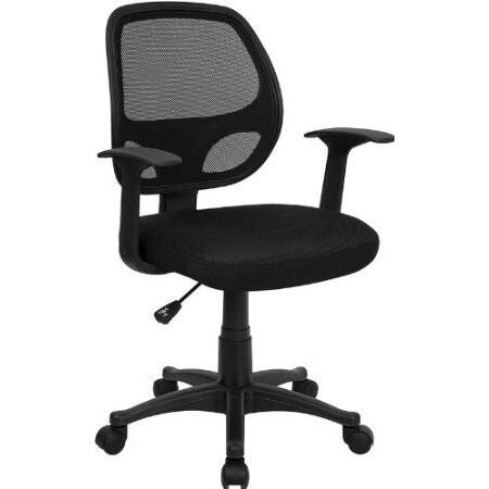 Front. Hivvago - Black Mesh Mid-Back Office Chair - Black.
