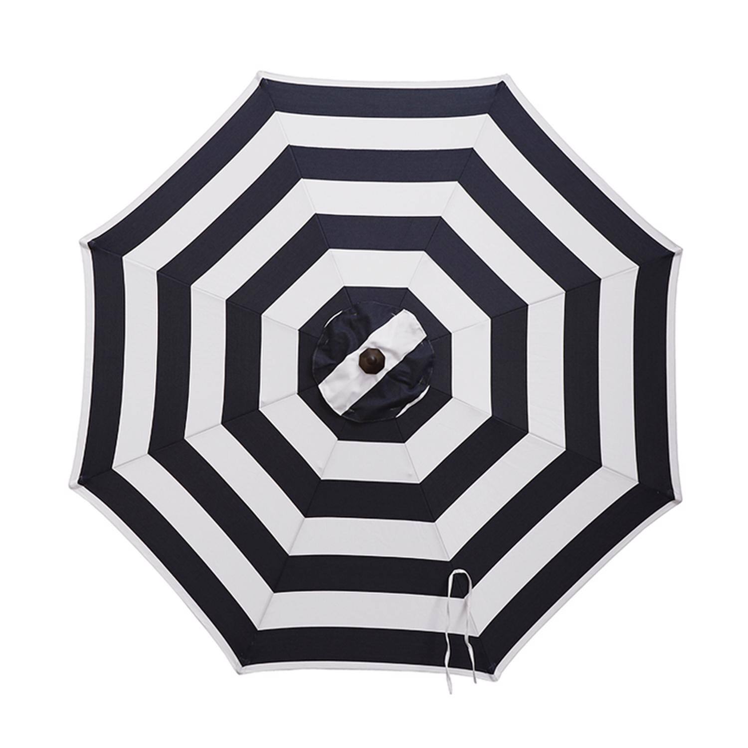 Front. Living Accents - Living Accents 9 ft. Tiltable Navy White Stripe Market Umbrella.