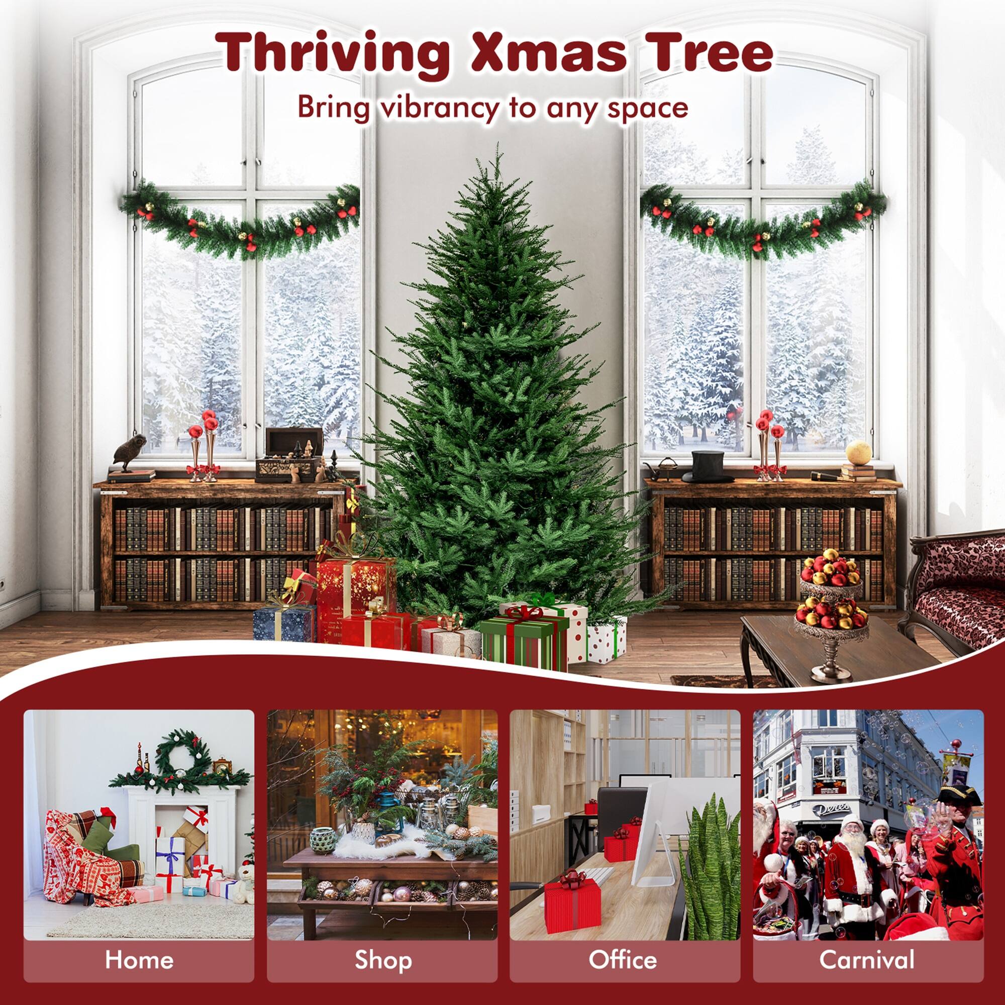 Thriving Xmas Tree: Bring Vibrancy to Any Space

Home:

* A cozy living room with a Christmas tree in the corner.
* A beautifully decorated Christmas tree in a living room.
* A Christmas tree in a living room with a couch and a chair.

Shop:

* A Christmas tree in a shop with presents underneath.
* A Christmas tree in a shop with a couch and a chair.

Office:

* A Christmas tree in an office with a couch and a chair.
* A Christmas tree in an office with a desk and a chair.

Carnival:

* A Christmas tree in a carnival with a couch and a chair.
* A Christmas tree in a carnival with a couch and a chair.