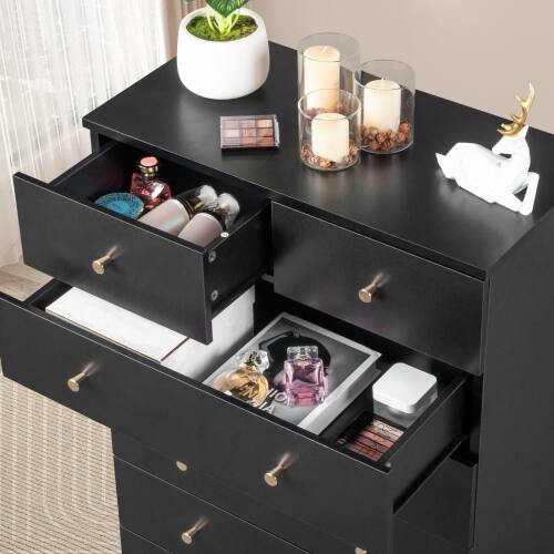 Alt View 3. Winado - Modern 4 Drawer Dresser Tall Dresser Chest of Drawers Anti-Tipping Device Metal Handle for Bedroom Living Room Hallway - Black.