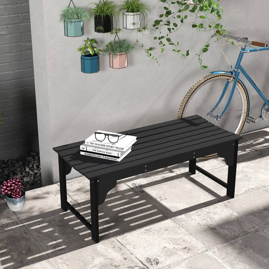 Outsunny Wooden Garden Bench Black 84G-216V00BK - Best Buy