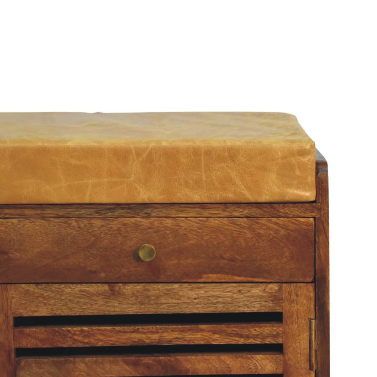 Back. Artisan Furniture - Artisan Furniture Solid Wood Bola Shoe Storage Bench, 2 Drawers, 4 Shelves, Orange and Brown - Orange And Brown.