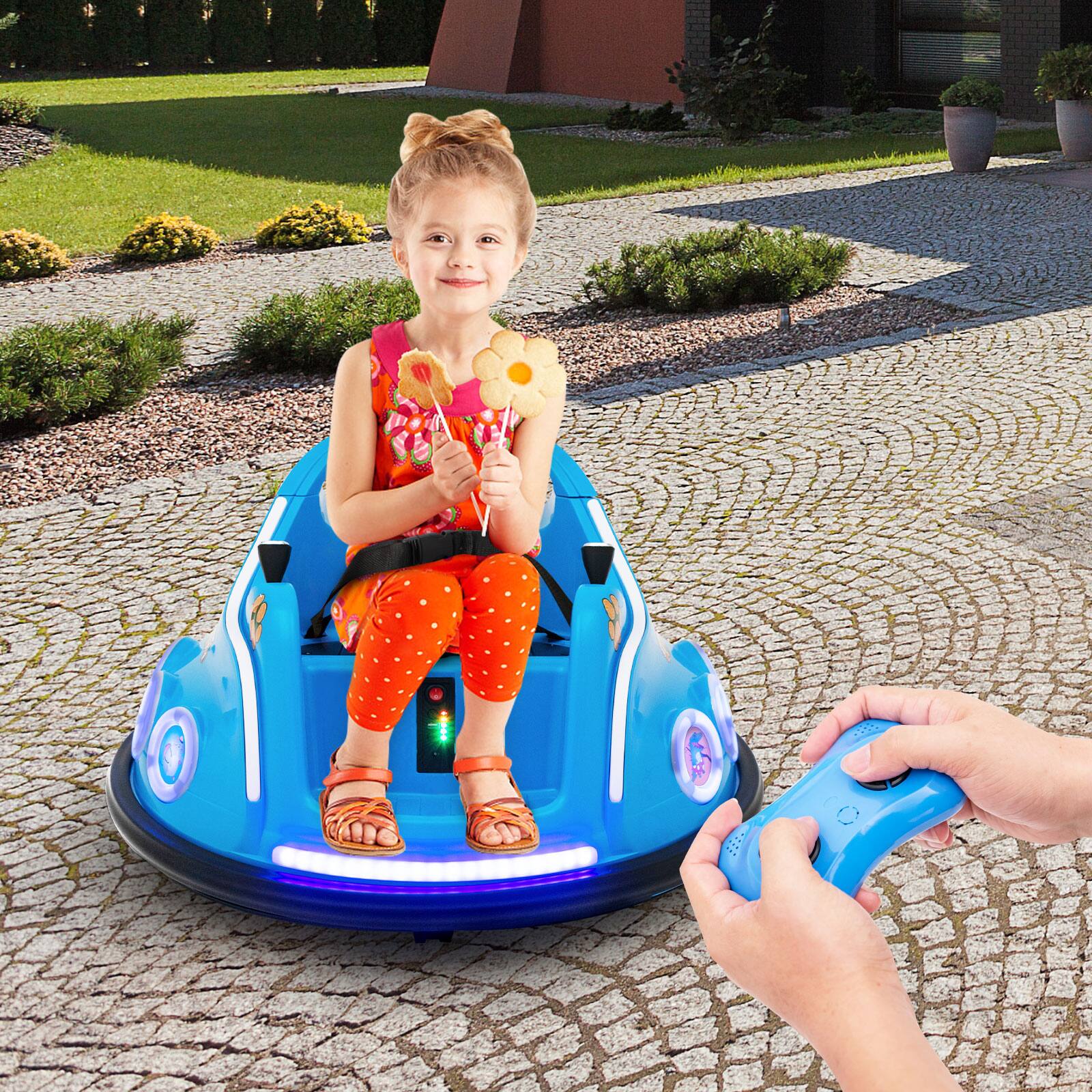 Alt View 3. Costway - Costway 12V Kids Ride on Bumper Car Remote Control w/ Flashing LED Light & Music - Navy.