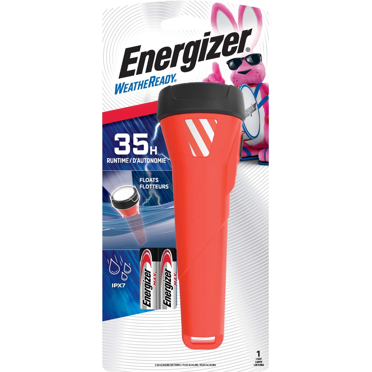 Energizer - Weatheready 75 lm Black/Red LED Flashlight AA Battery