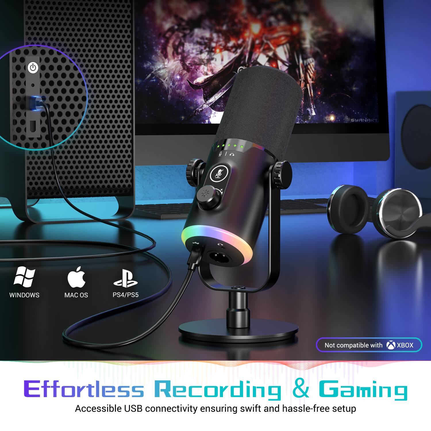 SHANART 1 WINDOWS MAC OS PS4/PS5 Not compatible with XBOX  
Effortless Recording & Gaming  
Accessible USB connectivity ensuring swift and hassle-free setup