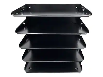 Front. Huron - Huron 5-Compartment Steel File Organizer, Black (HASZ0149) - Black.