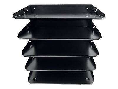 Front. Huron - Huron 5-Compartment Steel File Organizer, Black (HASZ0149) - Black.