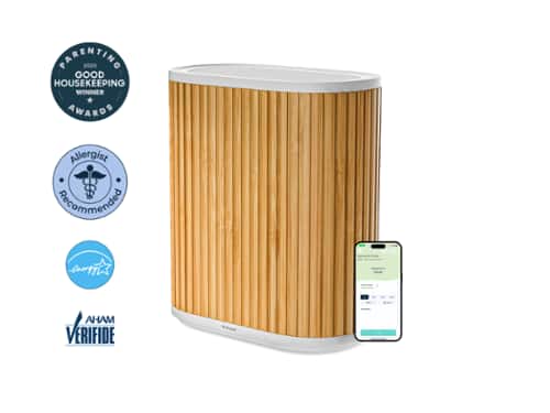 The Windmill Air Purifier Max, Smart 3-in-1, Ultra-Quiet, Medical Grade HEPA, Large Rooms up to 1950 Sq Ft - Bamboo