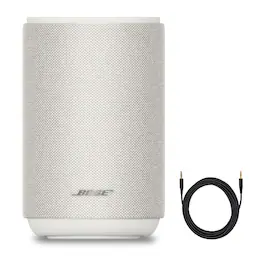 Bose - Lifestyle Ultra Speaker Bundle with Aux Cable, Wireless Home Speaker, TrueSpatial Audio, CleanBass, ( Smoke) - White
